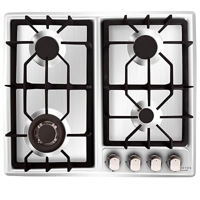 NOXTON Gas Cooktop, 4 Burners, Stainless Steel w/ FFD Protection