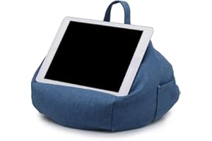 Beanbag Phone Stand, Tablet Pillow Stand with Side Pocket for Accessories, Soft Beanbag Phone Holder for Desk, Lap, Knee, Sof