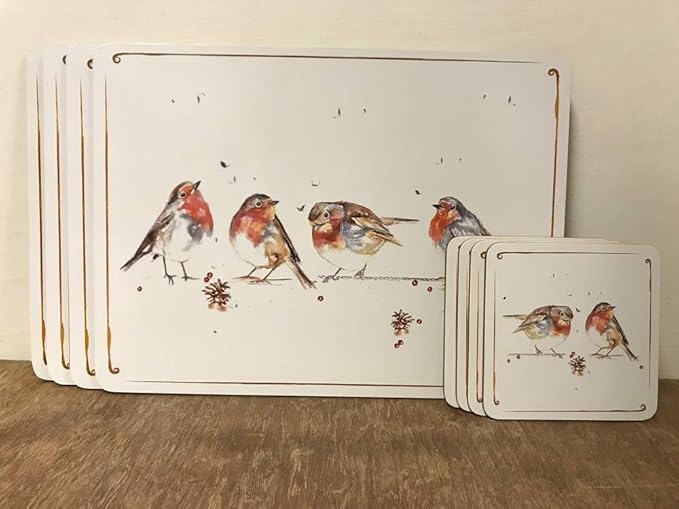 Tamers WINTER ROBIN PLACEMATS AND COASTERS SET BNIP 4x