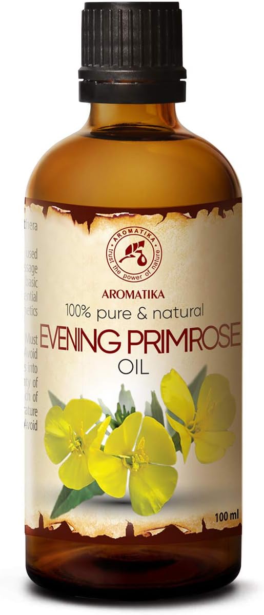 Evening Primrose Oil 100ml for Skin, Hair, Face, Body, Oenothera Biennis Oil, 100% Pure, Best Natural Moisturizer, uses Agent