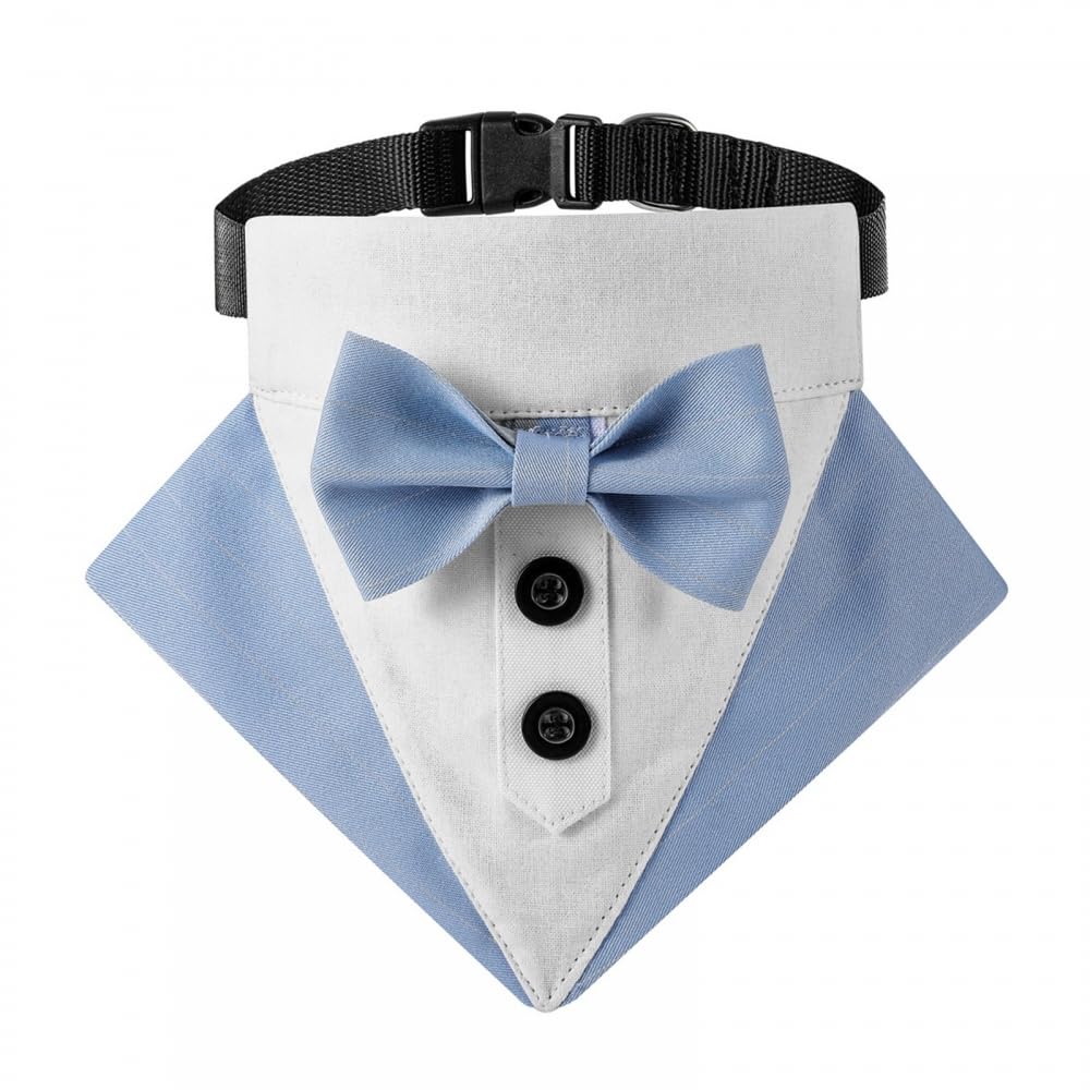 Dog Tuxedo Collar, Adjustable Dog Tuxedo Bowtie Collar with Bow Tie & Neck Tie Designs for Small Medium Large Dogs