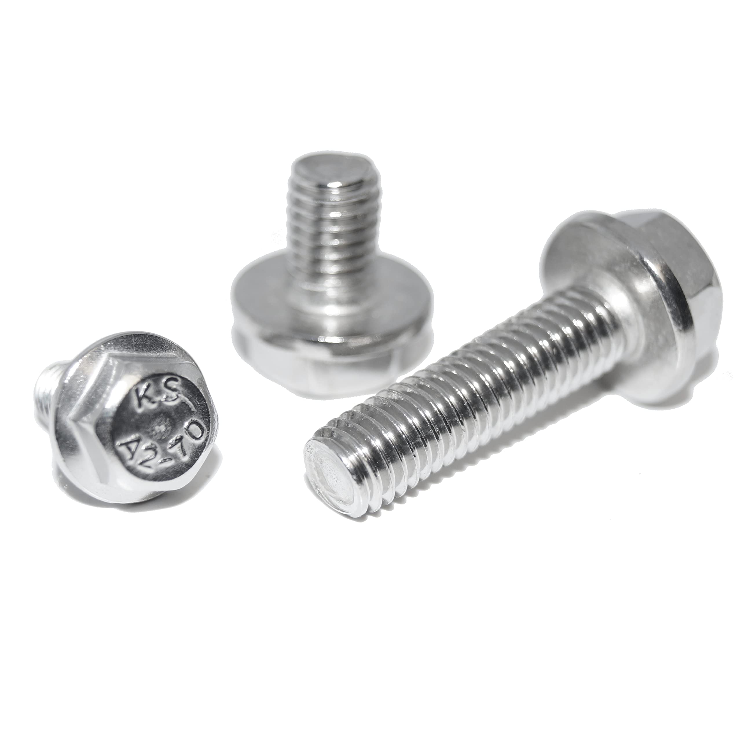 Hexagon Screws with Flange M5X10 Pack of 4 DIN 6921 A2 Stainless Steel Full Thread without Locking Toothing