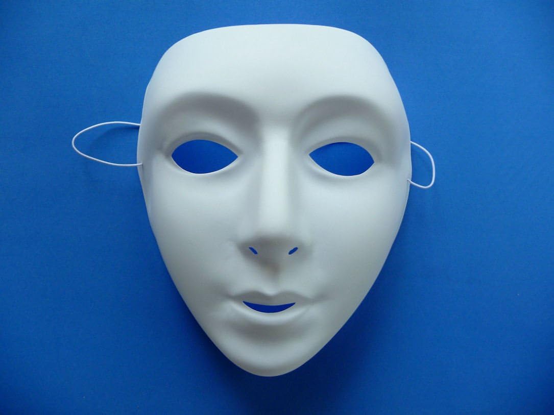 White Plastic Full Face Masks Ready To Paint - Pack of 10
