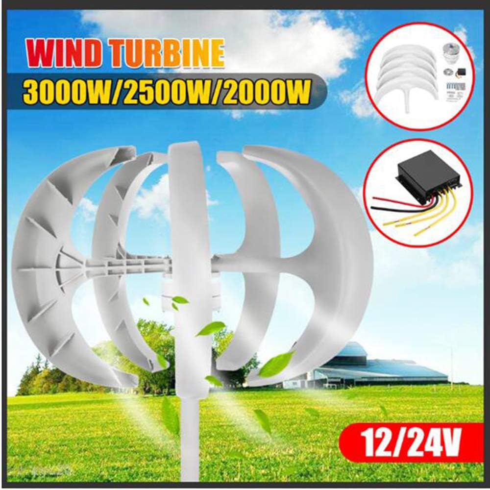 SISHUINIANHUA 3000W/2500W/2000W Wind Turbines Generator+Controller 12V24V 5 Blades Lantern Motor Kit Vertical Axis For Home Streetlight,2000w,12v