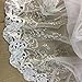 Bridal Beaded Embroidered Organza Fabric, Hand Cut Satin Boarder for Veil Craft and DIY Sewing, by The 2 Yard, with Pearl Beads & Silver Sequins Lace Fabric, White, 52