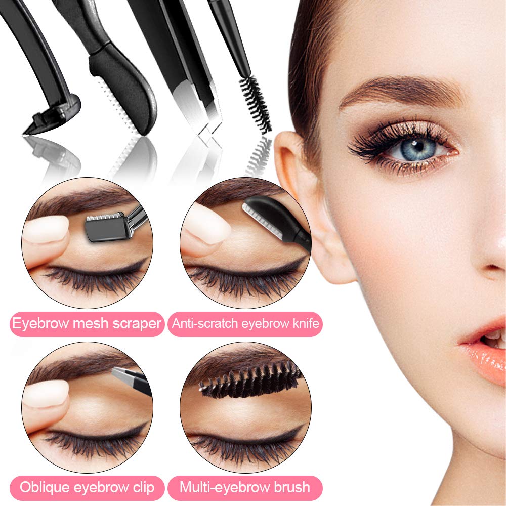 8 in 1 Eyebrow Grooming Set, EBANKU Eyebrow Razor Eyebrow Scissors Eyebrow Tweezer Eyebrow Comb Eyebrow Scraping Nose Hair Scissors Eyelash Curler False Eyelashes Applicator Tool Eyebrow Tools Kit: Beauty