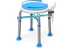 Loyoda FSA/HSA Eligible Swivel Shower Stool with Reinforced Crossing Bar, Height Adjustable Round Shower Chair for Inside Shower, Tool Free Assembly Shower Seats for Adults, 350lbs