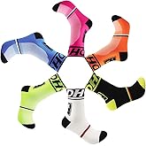 GuaziV Mens Womens Cycling Socks,4-6pcs Running Socks Colourful Athletic Socks Ankle Sport Socks 6-11 (Blue+green+pink+orange+white+black)
