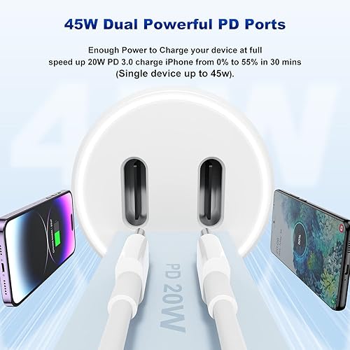 for iPhone 14 13 Car Charger,[MFi Certified]45W Dual Port USB C