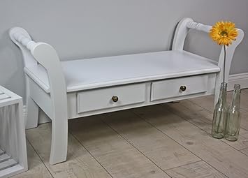 Banco de madera, color blanco: Amazon.es: Hogar