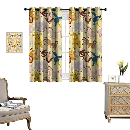 Amazon Com Nursery Room Darkening Wide Curtains Cartoon Animals