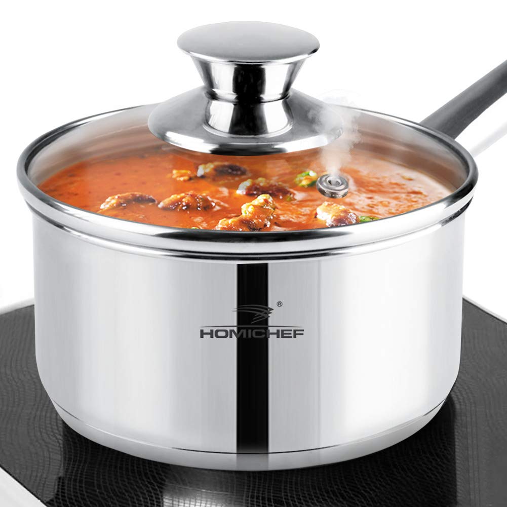 HOMI CHEF Mirror Polished NICKEL FREE Stainless Steel 1 QT(Quart) Sauce