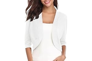 iClosam Womens 3/4 Sleeve Open Front Bolero Shrug Cropped Cardigans Knit Sweater Jacket