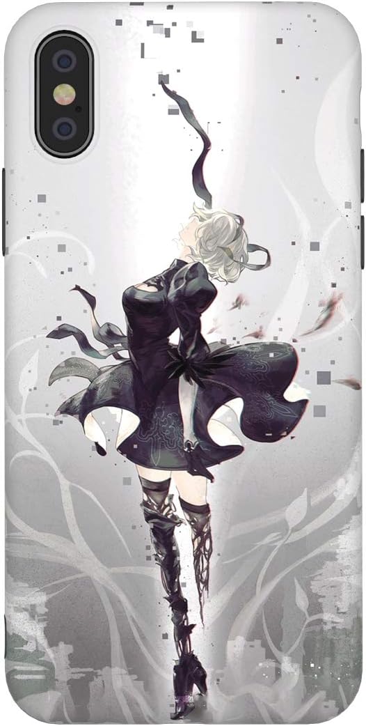 Rusiya iPhone X/XS case Nier Machine Beautiful Anime Manga Cool 12 Designs Figure Japanese IMD TPU Pattern Anti-Scratch Anti-Finger Soft Slim Shockproof Flexible Cover Case (2B 1, iPhone X/XS)