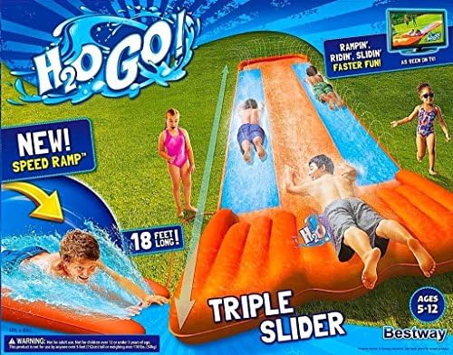 Inflatable Triple Water Slide Outdoor Kids Play Backyard Pool Big Splash Spit