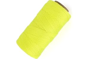 MERIANE Mason Line, 250 Ft #18 Braided Nylon String Twine, Premium String for Masonry Jobs, Construction, Gardening, Net Making and Mending, DIY Projects, Fluorescent Yellow