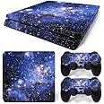 Gam3Gear PS4 Slim Console & Controller Vinyl Decal Protective Skin Cover Sticker - Blue Galaxy