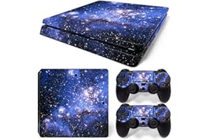 Gam3Gear Vinyl Decal Protective Skin Cover Sticker for PS4 Slim Console & Controller (NOT for PS4 or PS4 Pro) - Blue Galaxy