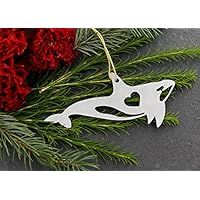 Iron Maid Art Love Orca Whale Animal Christmas Ornament Rustic Aluminum for Her Him Home Fall Decor Wedding Favor Thanksgiving
