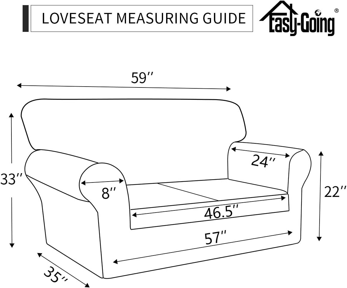 Easy-Going 2 Pieces Microfiber Stretch Sofa Slipcover – Spandex Soft Fitted Sofa Couch Cover, Washable Furniture Protector with Elastic Bottom Kids,Pet （Loveseat，Dark Gray）: Home & Kitchen