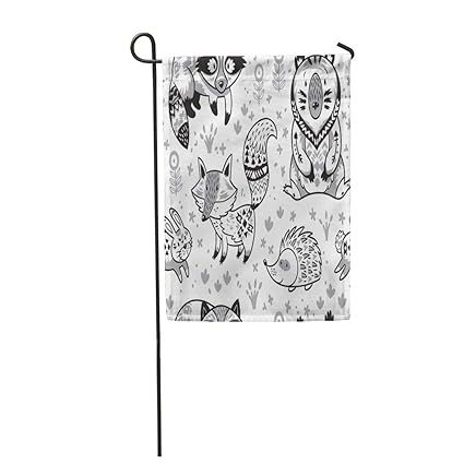 Amazon Com Semtomn Garden Flag Black And White Woodland Animals