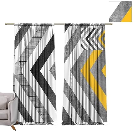 Amazon Com Curtain Panels White Black Yello Background Chevron