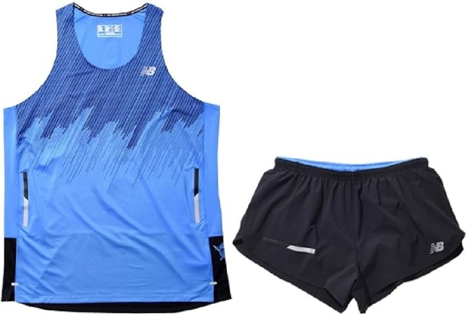 Amazon ランニングウェア 2点セット 上下セット メンズ ニューバランス Newbalance Nb Hanzo ハンゾー レーシング シングレット 3インチショーツ 男性 マラソン 駅伝 陸上競技 上下組 スポーツウェア Amt222 Ams260 Xl Lct ライトコバルト シャツ 通販