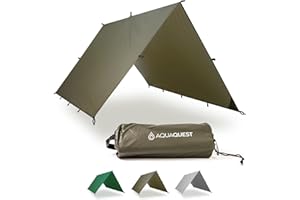 AquaQuest Guide Tarp – Ultralight Waterproof (5,000 mm) Seam-Taped 40D Ripstop Rain Fly for Backpacking, Stealth Camping & Th