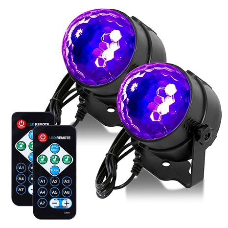Lunsy UV Discokugel, LED Lichteffekte Beleuchtung, Disco Licht Partylicht mit Fernbedienung und Soundkontrolle 3W Bühnenlicht