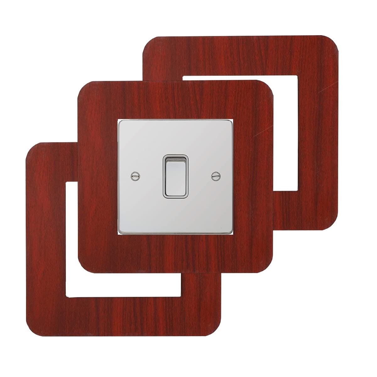 3 Count Acrylic Single Light Switch Surround Socket Switch Sticker Cover Solid Color - Red Walnut Color