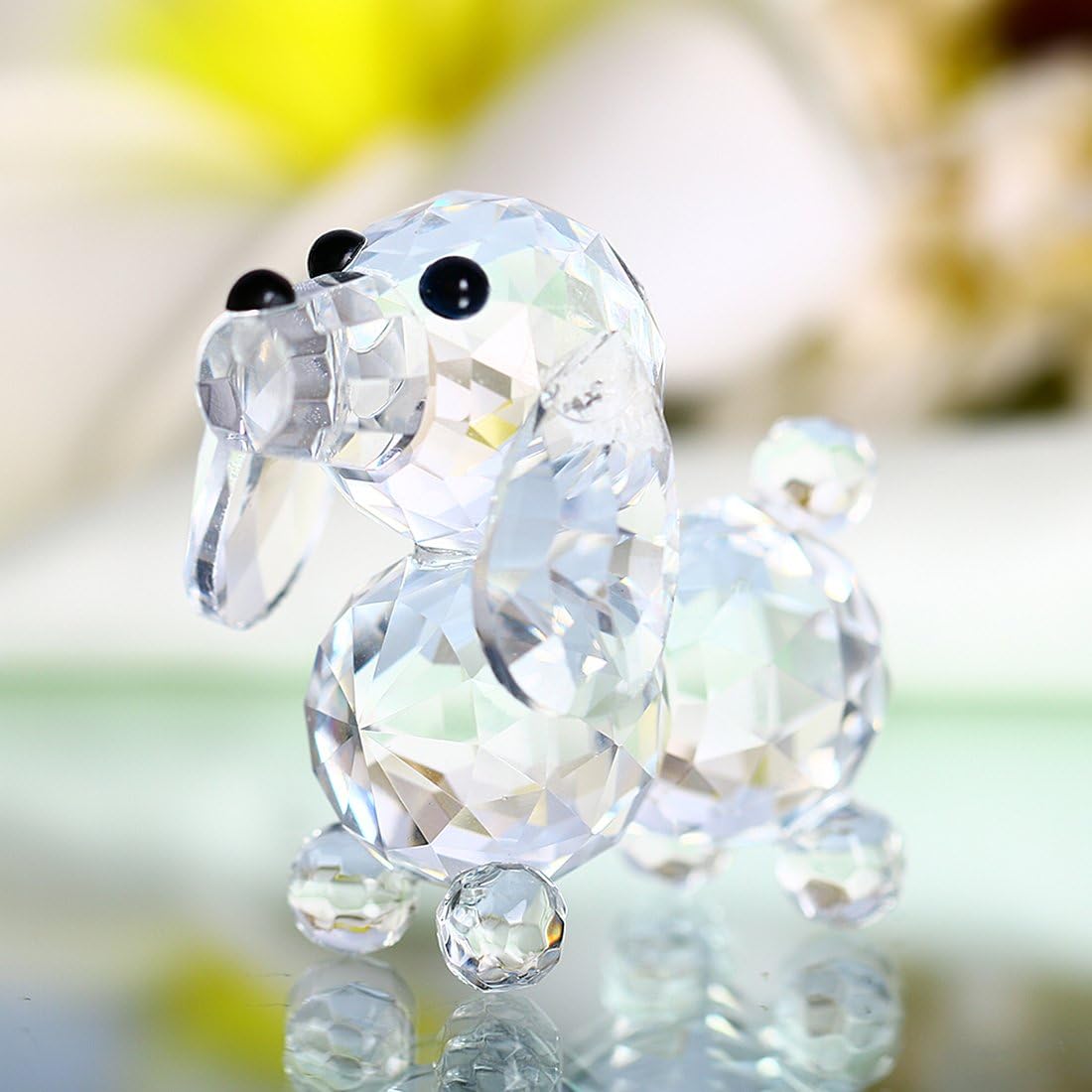 H&D 20mm Cut Crystal Dog Animal Figurine Collection Glass Ornament