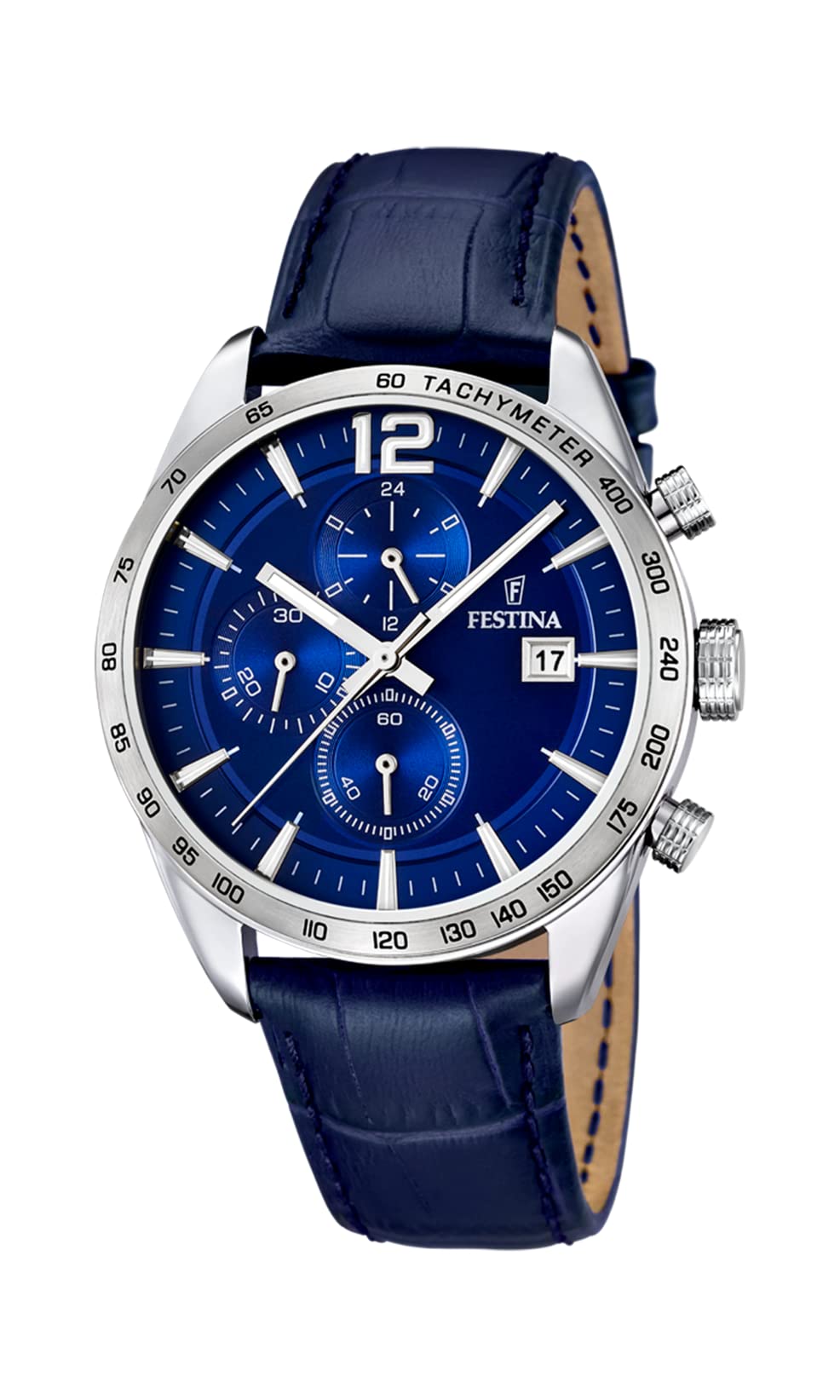 Festina Men's Quartz Watch with Blue Dial Chronograph Display and Blue Leather Strap F16760/3