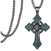 Zoxuxiwu Cross Necklace for Men 925 Sterling Silver Turquoise Celtic Cross Necklace Religious Jewelry Gifts for Men Women
