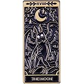 The Moon Moth Man Mothman XVIII Tarot Card Night Horror Halloween Goth Fortune Telling 1.2" Enamel Pin Badge