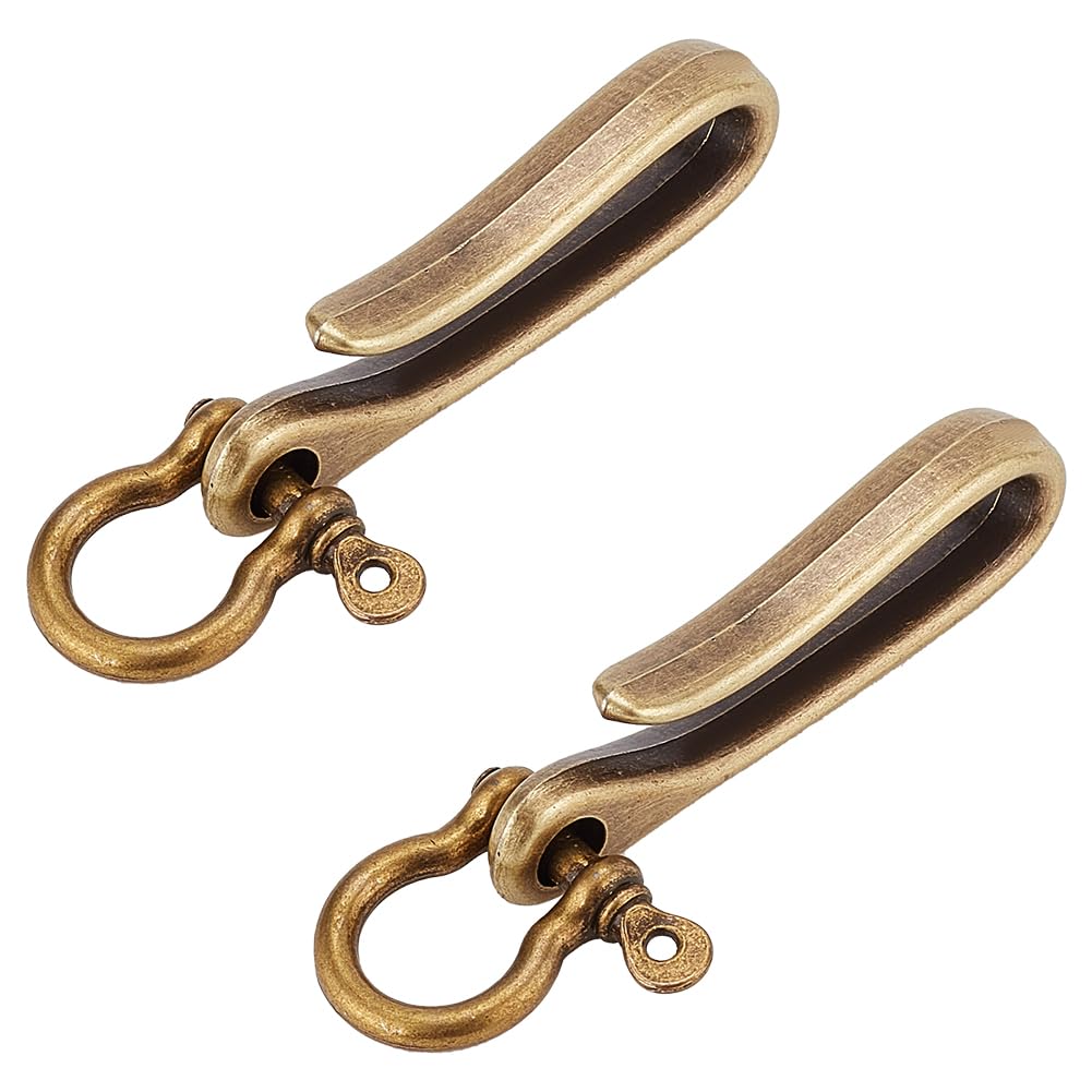 Photo 1 of PH PandaHall 2 Sets Fish Hook Key Chains, Antique Bronze Key Rings, Wallet Clip Belt Buckle, Solid U-Shaped Key Chain, Belt Key Ring Pocket Clip with Key Fob Heavy Duty Car Key Chain