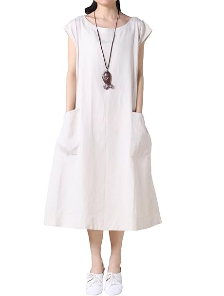 Vogstyle Damen Sommerkleid mit Taschen Plain Dress