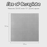 Lekebaby 6 Pack Base Plates 10x10 Large Building Board Grey 32x32 studs view 7