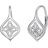 Celtic Knot Earrings for Women Sterling Silver Lotus Tree of Life Dasiy Leverback Earrings Irish Jewelry Mothers Day Birthday Christmas Gifts for Mom Friends