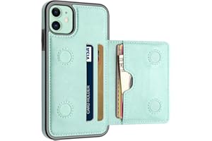 LakiBeibi Case for iPhone 11 Case with Card Holders, Dual Layer Lightweight Slim Leather Wallet Case Flip Folio Magnetic Lock Protective Case for Apple iPhone 11 6.1 Inch (2019), Mint