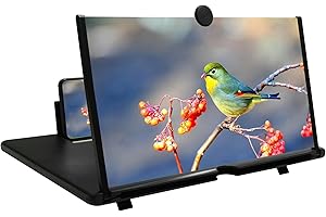 AILENYUN 16" Mobile Phone Screen Magnifier，3D HD Mobile Phone Magnifier Projector Screen for Movies, Videos, Foldable Phone Stand with Screen Amplifier，Supports All Smartphones (Black, 16 inches)
