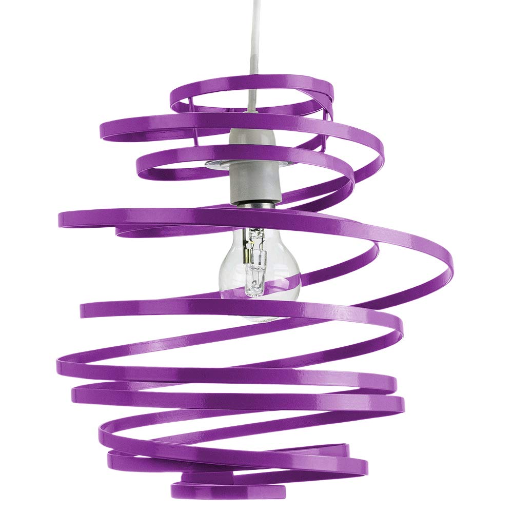 Modern Designer Purple Gloss Metal Double Ribbon Spiral Swirl Ceiling Light Pendant Shade | 23cm Diameter | 60w Maximum by Happy Homewares