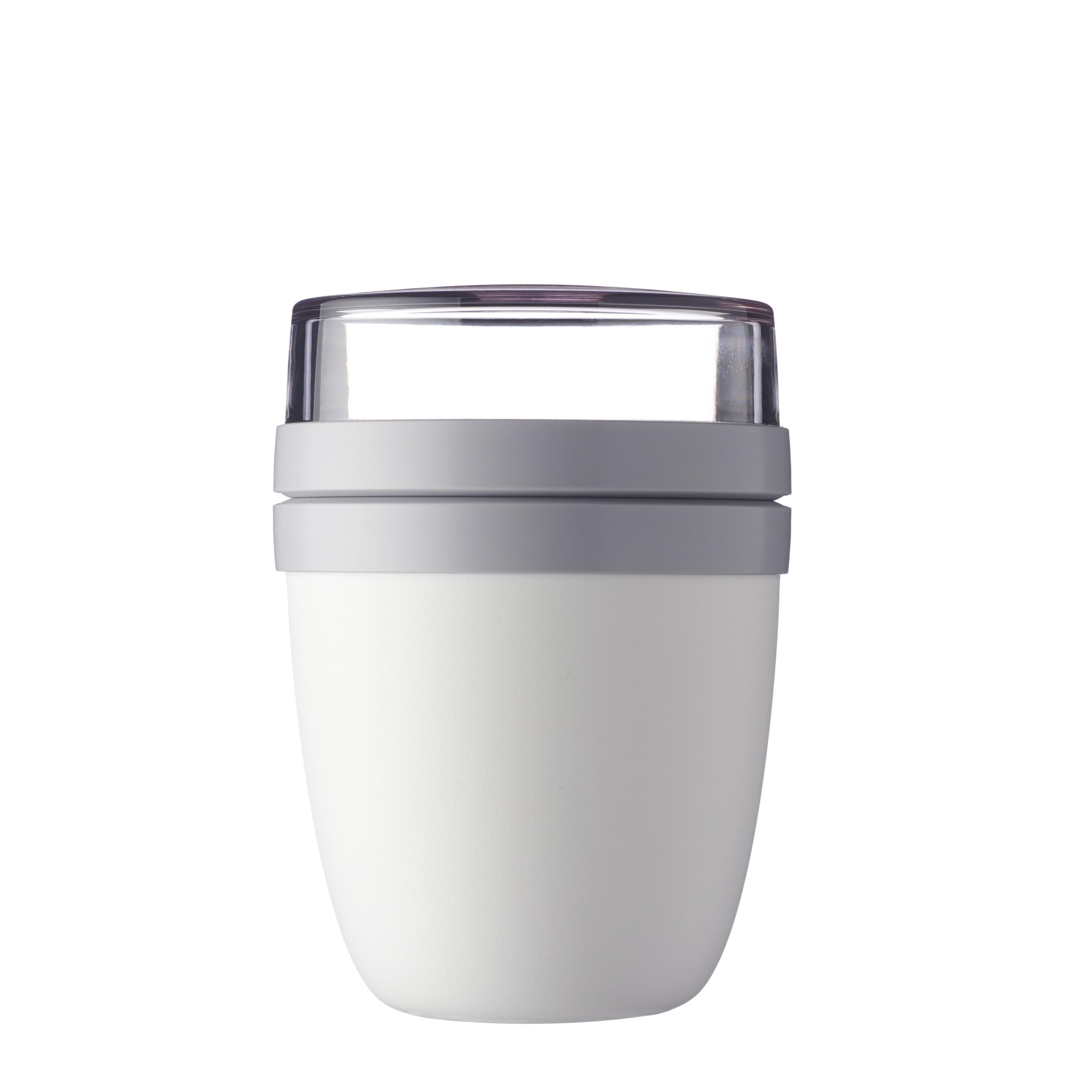 Photo 1 of MEPAL, Lunchpot with 2 Lids, a Detachable Small Storage Container for Nuts or Fruit, Portable, BPA Free, Nordic White, 500ml+200ml|17oz + 6.7oz, 1 Count (RST76480W)