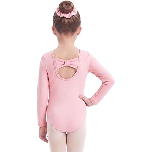 PATPAT Leotards for Girls Long Sleeve Ballet Dance Outfits with Hair Scrunchie 3-9 Years