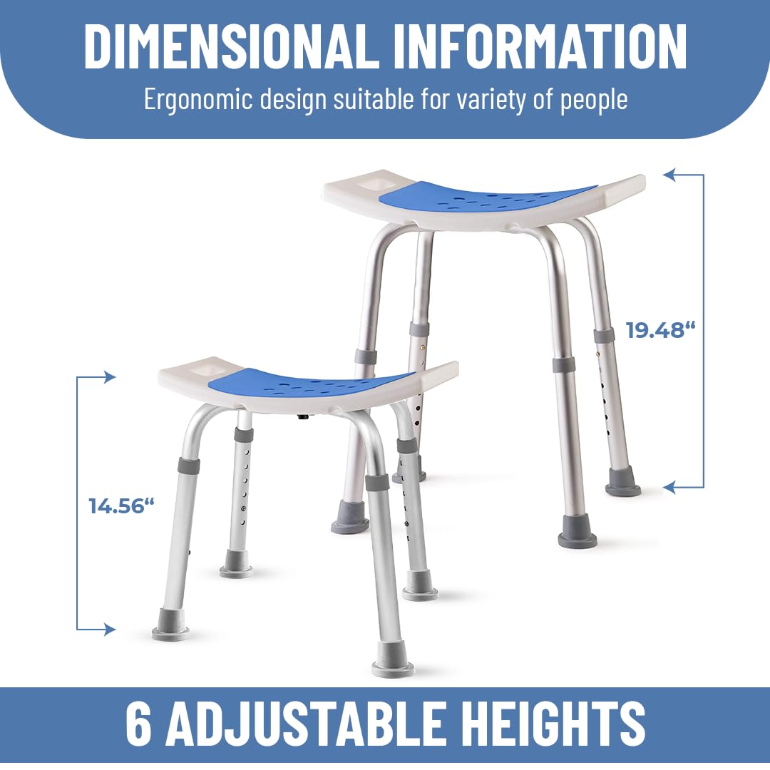 Dr.Kays Shower Chair for Inside Bathroom 350 lbs Shower Stool with Adjustable Height, Portable Heavy-Duty Bath Bench Padded Seat for Inside Tub Bathroom Chair for Elderly and Disabled FSA/HSA Eligible