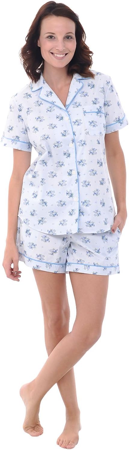 Women's Lightweight Button Down Pajama Set, Short Summer Pjs