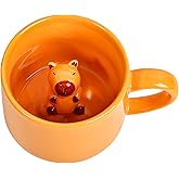 3D Capybara Inside Ceramic Coffee Mug Cup - 12 Oz Cute Mugs Teacup with Capybara for Women, Funny Print Stuff Novelty Chocolate Cup Cool Christmas Gift for Friends Adults Lovers