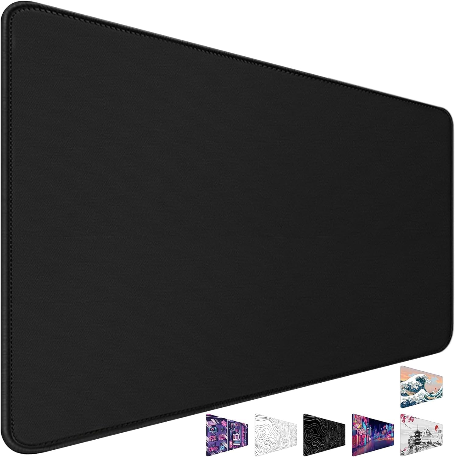Photo 1 of Large Mouse Pad, Desk Mat Office Desk Pad Gaming Mouse Pad with Stitched Edges, 31.5" x 15.7" Mousepad with Non-Slip Waterproof Rubber Base for PC Laptop Desk Home Office Accessories, Black