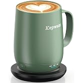 Kepwam Heated Coffee Mug,14oz Self-Heating Coffee Mug with 3 Temp Settings | Constant Temperature for All Beverages, Long-Lasting Battery, BPA-Free, Auto Shut-Off, Great Gift for Office &amp; Home