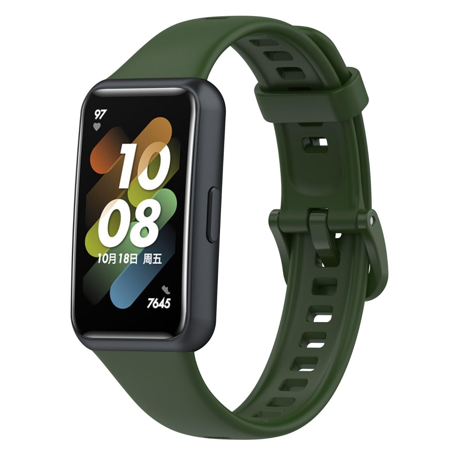 Panda Bobo For Huawei Band 7 (LEA-B19) Replacement Silicone Sport Watch band Strap (Army Green)