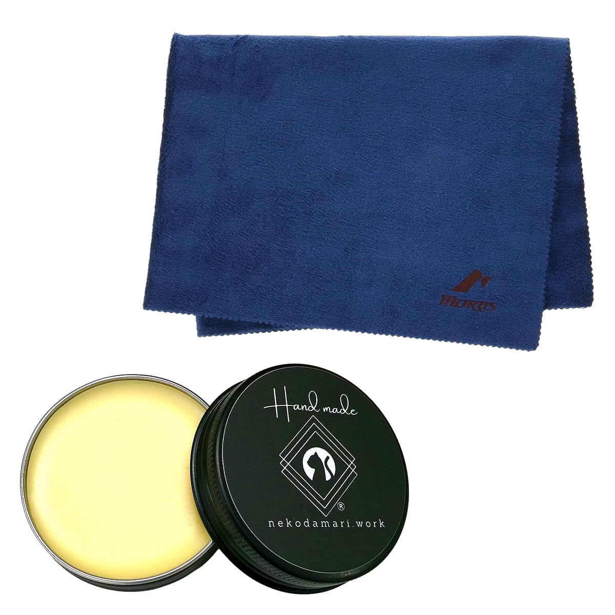 モーリス ベリーマX素材 クリーニングクロス MORRIS MCC-2 + ねこだまり工房 クリア蜜蝋ワックス 30ml 黒缶 楽器用 保湿・保護ワックス クリアホホバオイル商品画像